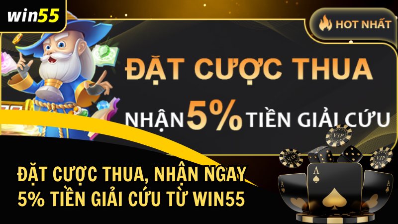 Đặt Cược Thua, Nhận Ngay 5% Tiền Giải Cứu Từ Nhà Cái Win55